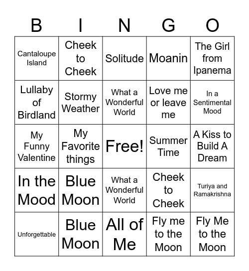 Classic Jazz!! Bingo Card