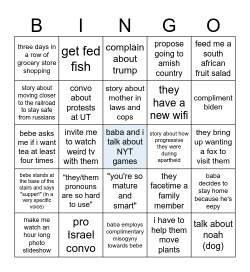Bindi's Adventures in Philly Bingo Card