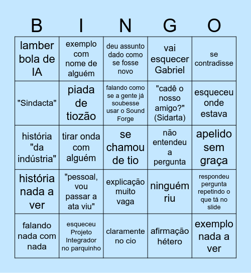 Bingo de Sobrevivência Bingo Card