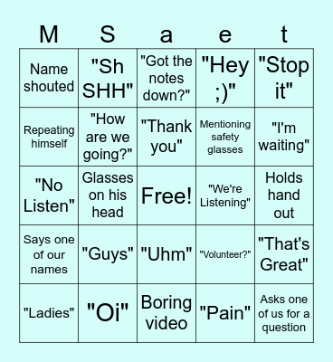 Science Bingo! Bingo Card