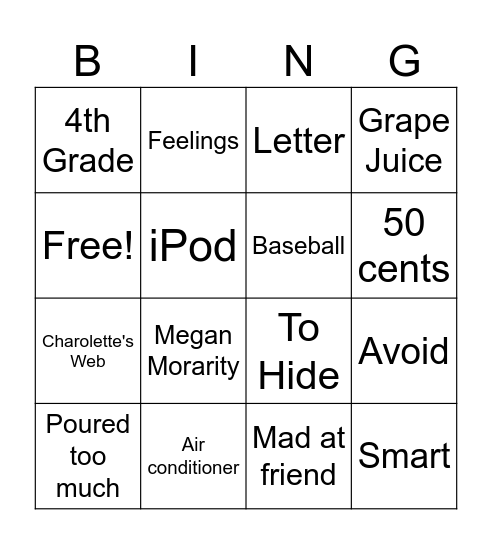 The Lemonade Wars Bingo Card