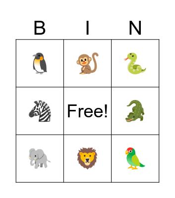 Zoo animal sound puzzle Bingo Card