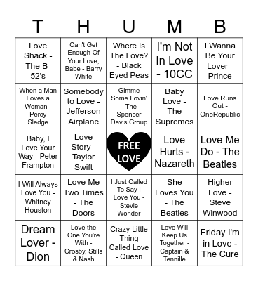 Love Is In The Air Bingo Card