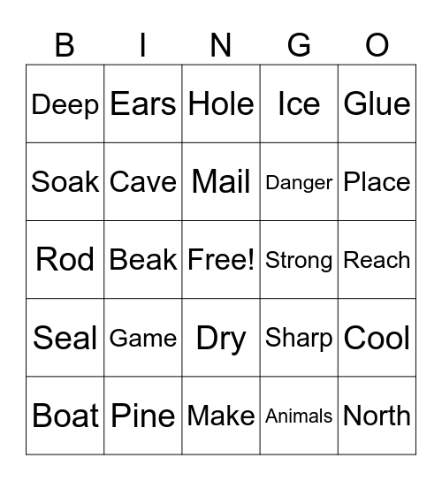 Word BINGO! Bingo Card