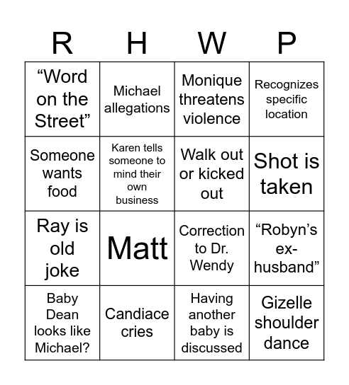 Potomac Bingo Card