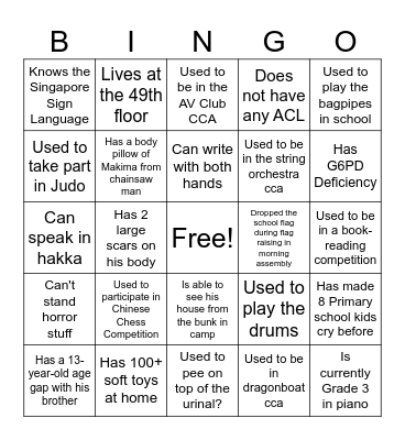 Fun Fact Bingo Card