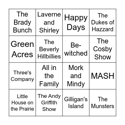 TV SHOW BINGO Card