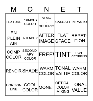 IMPRESSIONISM  Bingo Card