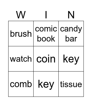 B Class Bingo Card