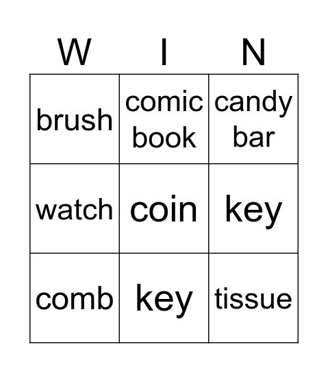 B Class Bingo Card