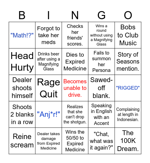 Reine's Buckshot Roulette Rondo! Bingo Card