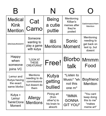 Kutya Bingo Card