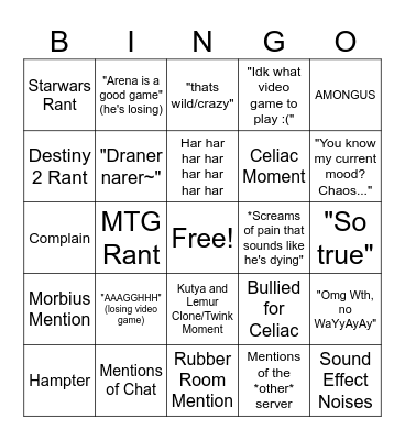 Lemur Bingo Card