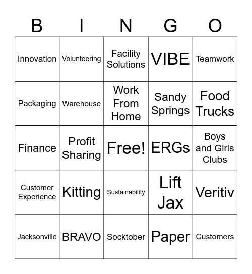 Veritiv Bingo Card