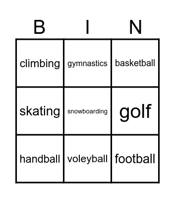 sports bingo Card