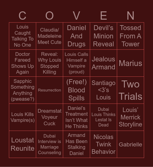 IWTV S2 Bingo Card Bingo Card