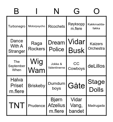 Norsk rock Bingo Card