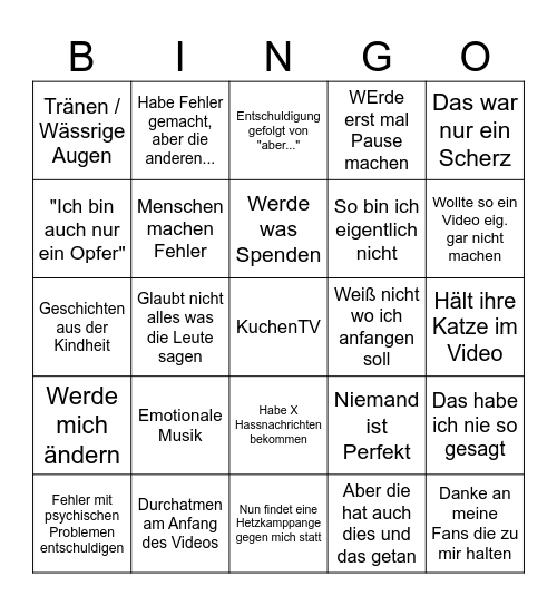 Anni the dumme Ente Bingo Card
