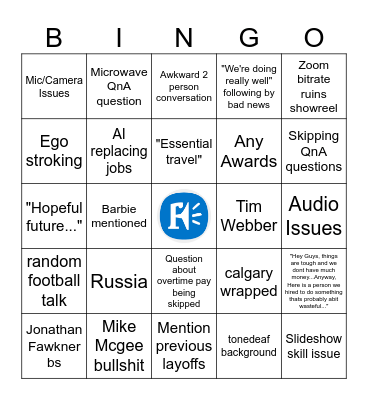 Town Hall Bingo Card