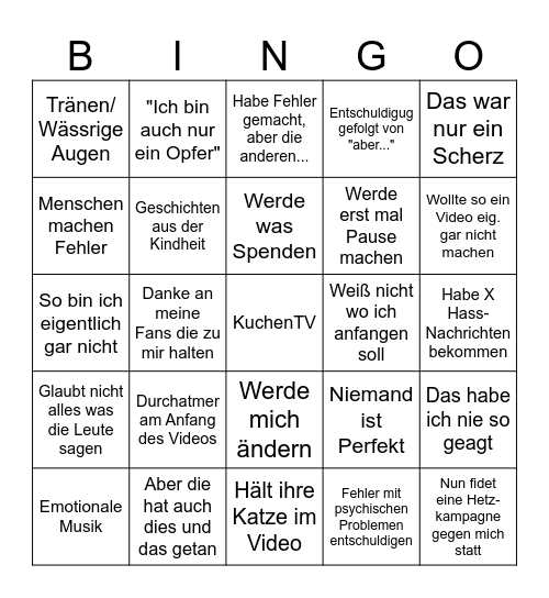 Annitheduck statement Bingo Card