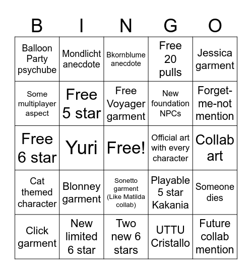 1.9 Bingo Card