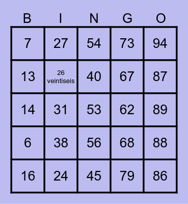 NUMEROS 0-100 Bingo Card