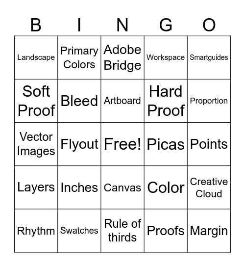 Illustrator Interface Bingo Card