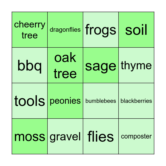 GARDEN BINGO Card