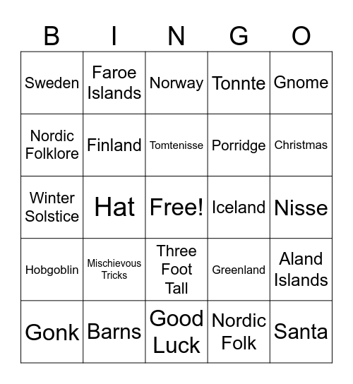 Gonk Bingo Card