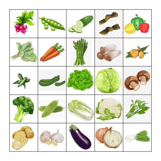 VEGETABLES BINGO Card