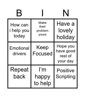 Building Rapport Bingo Card