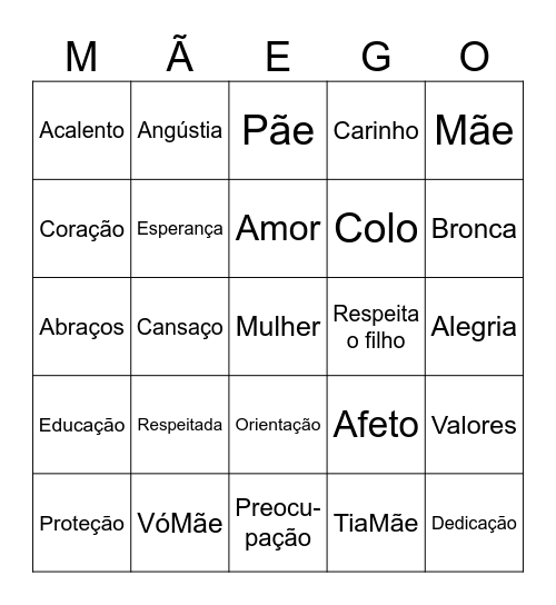 Dia das Mães - TSI Bingo Card