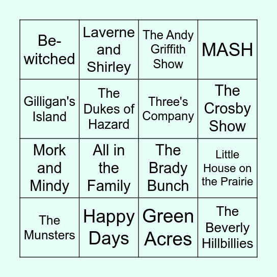 TV Show Bingo Card