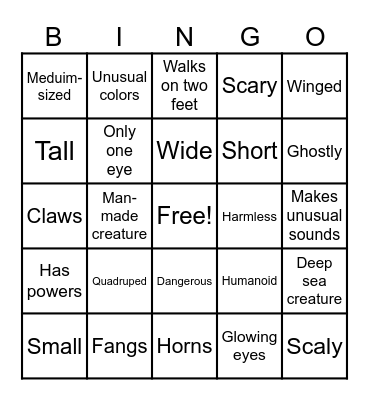 Legendary Bingo Card