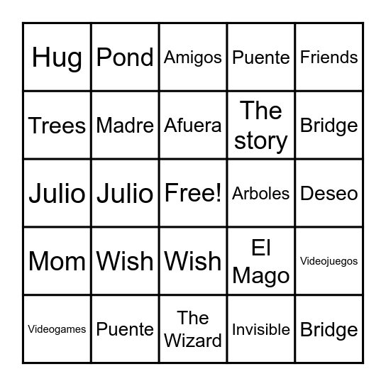 Spanish Bingo! Bingo Card