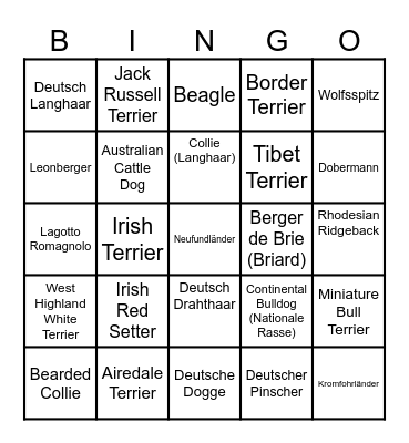 Hunderassen Bingo Card