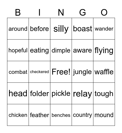 short vowels - Cle Bingo Card
