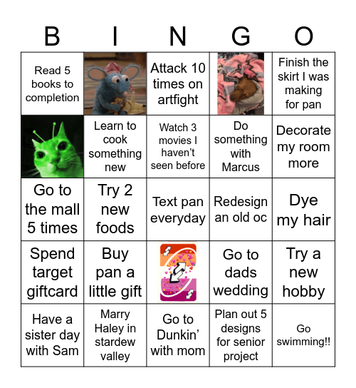 Evie’s Summer Bingo Card