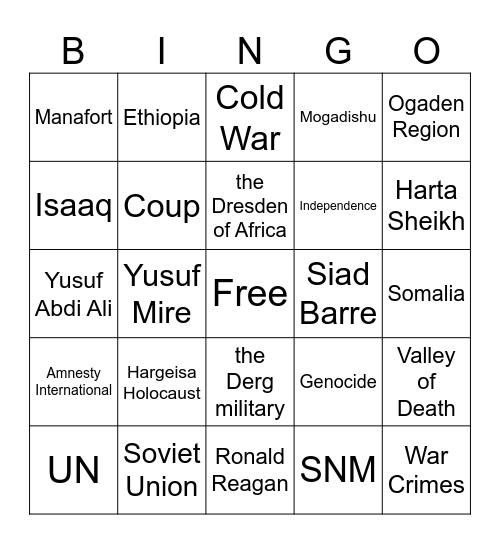 Somaliland Bingo Card