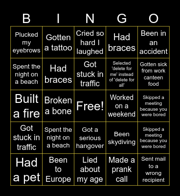 Fun Friday! Bingo Card