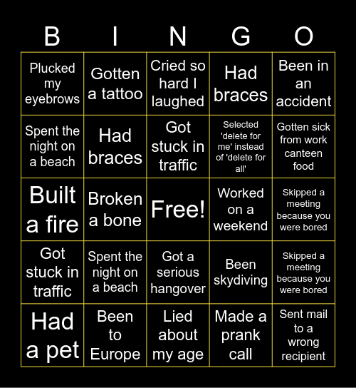 Fun Friday! Bingo Card