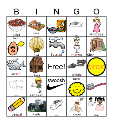 S and SH Bingo Card