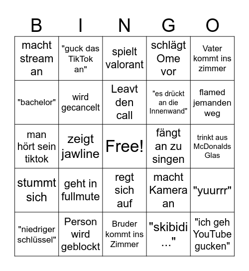 Pille Bingo Card