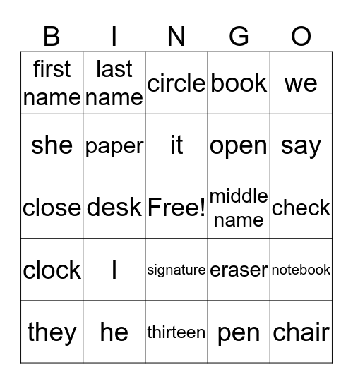Nice to Meet You Bingo Card