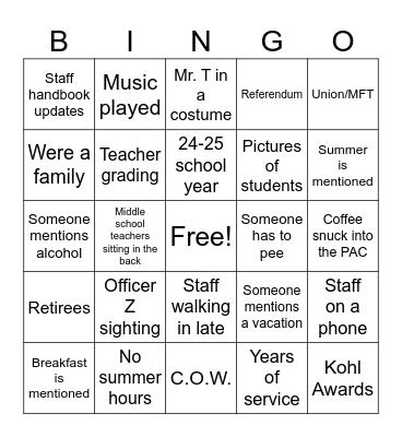 Hello Summer! Bingo Card