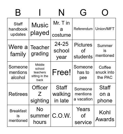 Hello Summer! Bingo Card