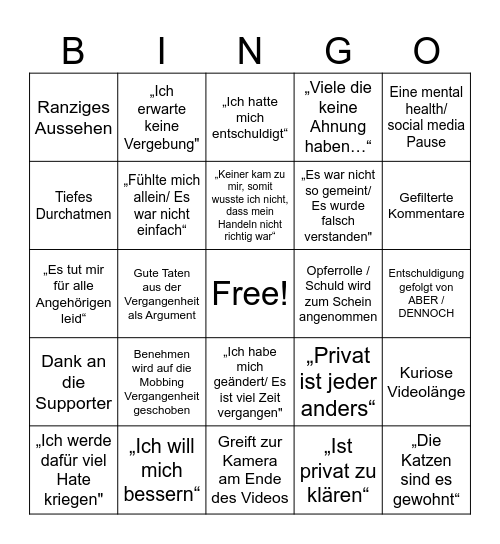 Annitheduck statement video bingo Card