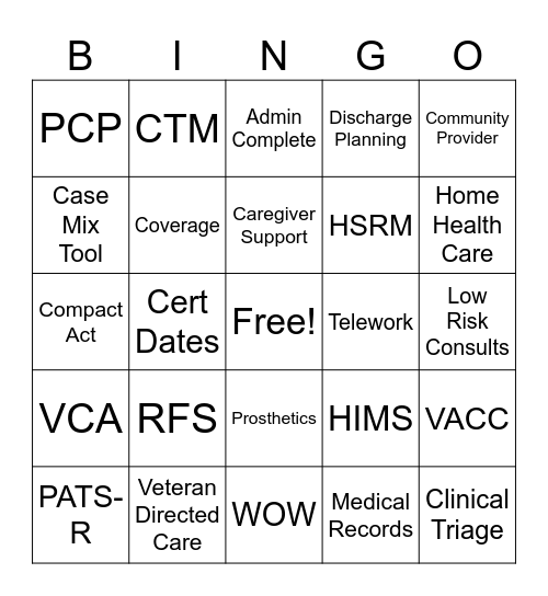 VACC Bingo Card