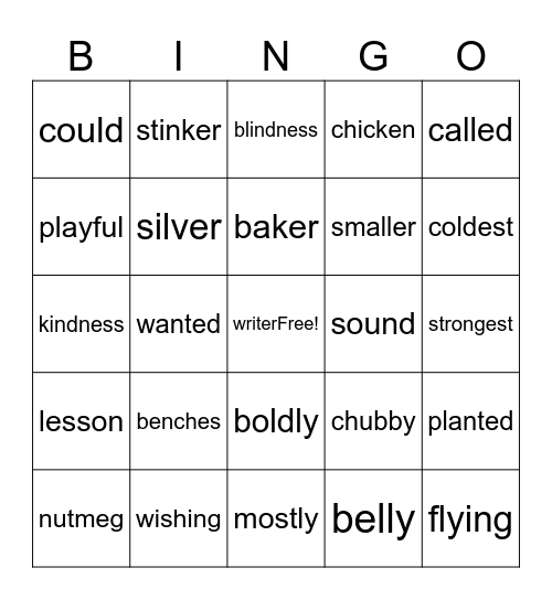 short vowels - dentist Bingo Card