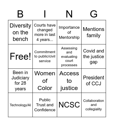 Talking Points Bingo Card